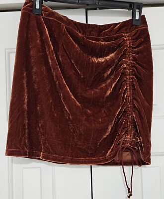 NWT Shinestar Burnt Orange Velvet Short ( Mini) Skirt Size  Snall Junior-image