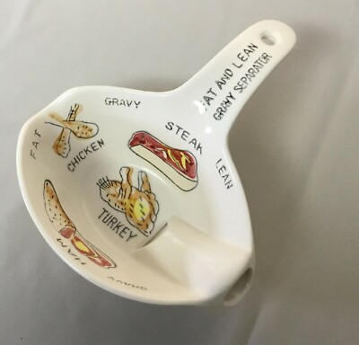 Vintage MCM Gravy Bowl Fat Separator- mid century Japan ceramic peach & white -image