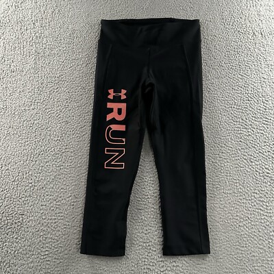 Under Armour Womens Leggings Black Orange Size Small Capri Run Compression-image
