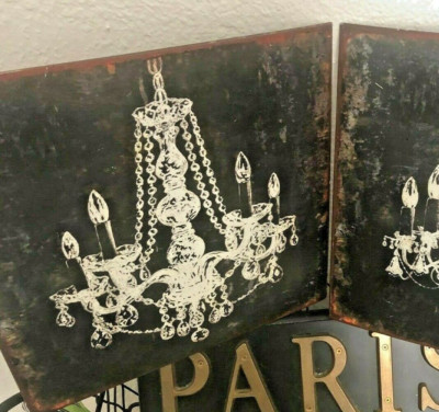 CREATIVE CO-OP Black Tin WALL Plaque CHANDELIER 12
