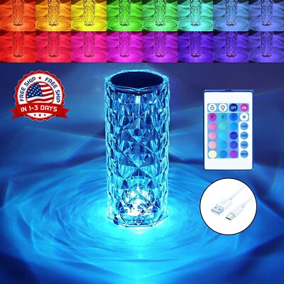Lampara Acrílico 16 Colores LED Para Mesa Mesita De Noche USB Con Control Remoto-image