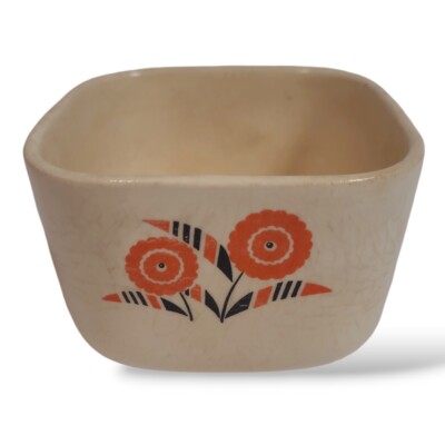 Universal Cambridge Oven Proof Square Dish Orange Flower Mid Century Vintage-image