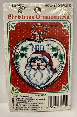 New Berlin Creative Crafts Santa Christmas Ornament Kit Counted Cross Stitch NOS-image