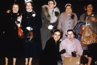 Kodak Slide 1950s Orange Border Kodachrome ladies Night Out Fancy Dress-image