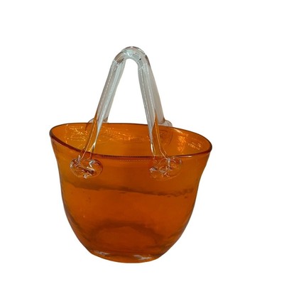 Vintage Amberina Art Glass Handbag Vase by Design Society Mid-Century Modern -image