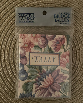 NEW VTG - Creative Papers by CR Gibson Co - 12 Bridge Tallies - Floral - 🇺🇸-image
