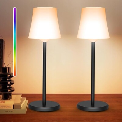 Lámpara de mesa inalámbrica recargable paquete de 2, luz táctil inalámbrica.2025-image