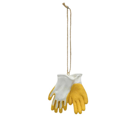Creative Co-op Dipped Yellow Glove Resin Ornament Bauble-image