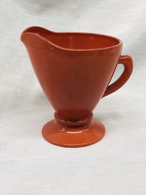 Vintage ANCHOR HOCKING Burnt Orange Glass Creamer-image