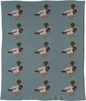Creative Co-Op Cotton Knit Baby Blanket with Mallard Ducks, 40