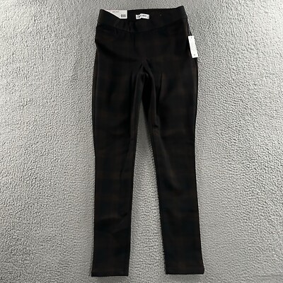 Nine West Womens Legging Orange Black Small Heidi Pull On Plaid Polyester Blend-image