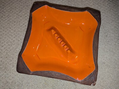 ❤️ VTG Mid Century Modern 9x9 Ceramic Ashtray #1003 Orange Brown U.S.A -image