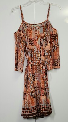Speed Control Dress Womens Size L Orange/Brown Mid Sleeve -image