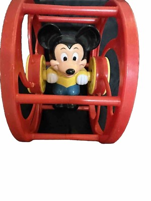 VTG  The Walt Disney Co & ILLCO MICKEY MOUSE ROLL BACK WHEEL Toy 1980 Nostalgia-image