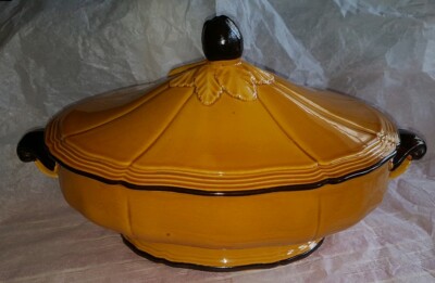 Large Oval Provençal Soup Tureen Ochre & Manganese Circa 1960 Style cm Dieulefit-image