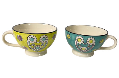 Creative Co-op Daisy Chain Mug Coffee Cup Set of 2-image