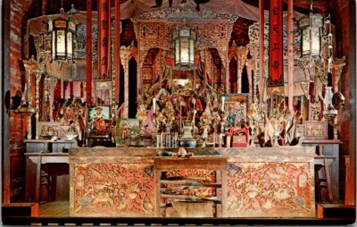 Weaverville CA Interior Chinese Joss House Historical Monument Vintage Postcard-image