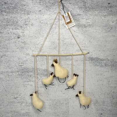 Baby Mobile Wool Felt Sheep Hanging Nursery Handmade Decor by Creative Co-Op-image