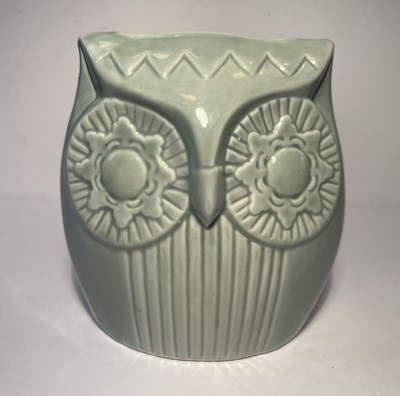 Creative Co-Op  Celadon Green Glazed Ceramic Owl Vase Air Plant Planter 4.6” H-image
