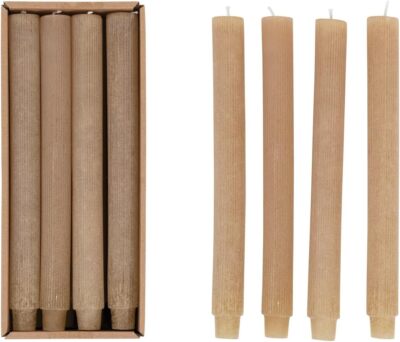 Creative Co-Op Unscented Pleated Taper Candles in Box, 10