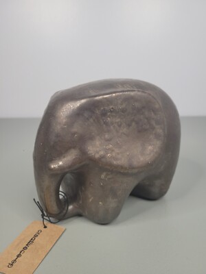 Brown Terracotta Elephant Figurine Metallic Glaze Mondern Creative  Co-op-image