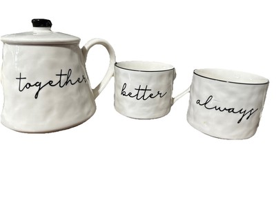 Tea Pot & cups Always better together Cup Creative Co-Op Stoneware Handle  Mug-image