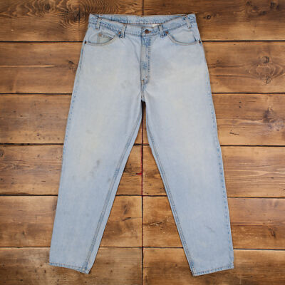 Vintage Levis 550 Jeans 36 x 32 90s Light Wash Tapered Blue Orange Tab Denim-image