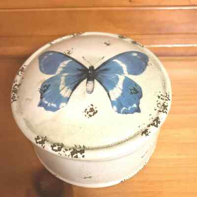 Country Butterfly Round Dish Container trinket Bowl  Creative Co-op House-image