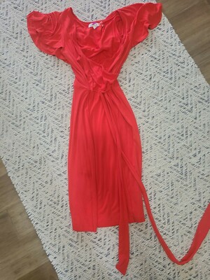 Calvin Klein 4 Orange Red Dress Flutter Sleeve-image