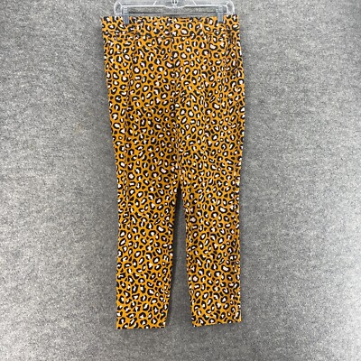 Old Navy Jeans Women 10 Orange Animal Print Mid Rise Pixie Ankle Denim Medium-image