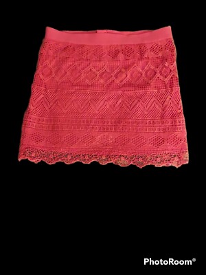 American Eagle  Womens Coral Skirt Size 6 Lace Overlay-image