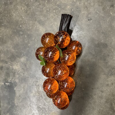 MCM MID CENTURY MODERN ORANGE GLITTER LUCITE GRAPES CLUSTER  11.5