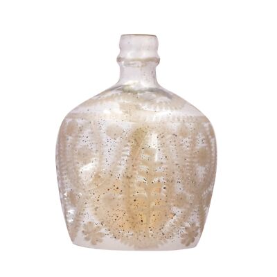 Creative Co-Op Round Etched Mercury Glass Vase, Antique Silver Finish-image