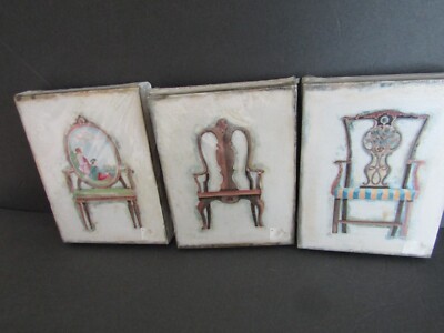 Creative Co-Op Set of 3 Fancy Chair prints on canvas, new-image