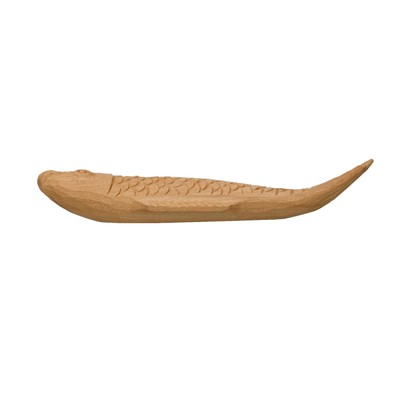 Decorative Hand Carved Wood Fish, Natural Décor-image