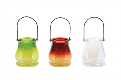 Glass Tea Light Holders with Metal Handles - Set of 3 - Creative Coop-image