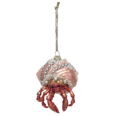 Creative Co-op Hermit Crab Glass Ornament Bauble-image
