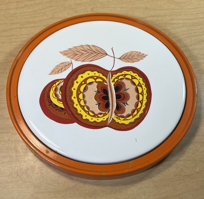 Vintage Trivet Apple Boho Mid Century Made in Japan Orange Yellow See Pictures-image