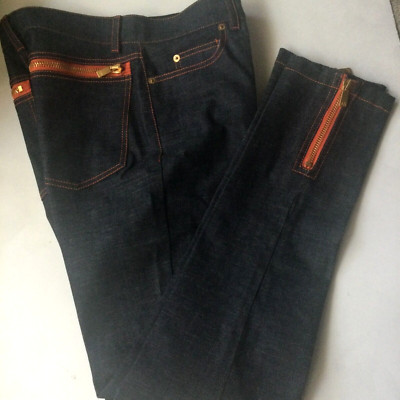Michael Kors Dark Wash Orange Zips Skinny Jeans Size 2 NWOT *RARE-image