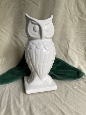 Creative Co-op 9.5” White Dolomite Owl Vase-image
