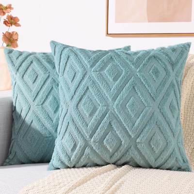 Couch Throw Pillow Covers 18x18 Set of 2, Decorative Soft Plush Faux Wool Neu...-image