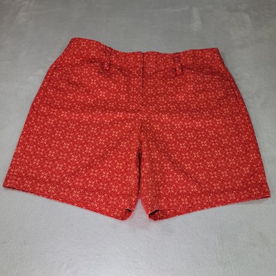 Lands End Shorts Womens 8P Red Orange Cotton Mid Rise Pockets Bermuda Casual-image