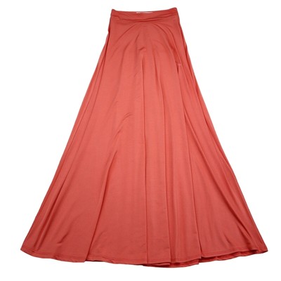 Janice Skirt Womens 24 Waist Orange Mid Rise Pleated Front Banded Casual Maxi-image