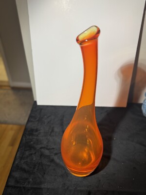 Vtg Mid Century Italy Amberina Hand Blown Art Glass 18