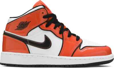 Nike Air Jordan 1 Mid SE Turf Orange Patent Size 7y (GS) BQ6931-802 OG Box-image