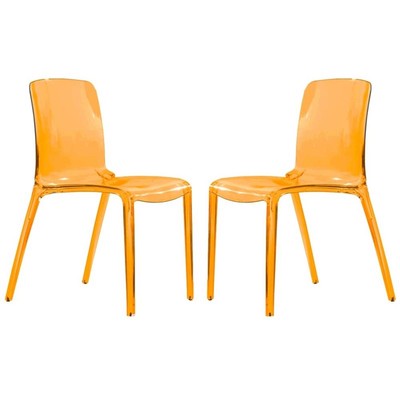 LeisureMod Murray Mid-Century Modern Dining Side Chair in Orange Set of 2-image