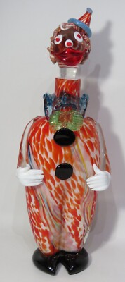 Murano Art Glass Mid Century Hand Blown Clown Decanter 15