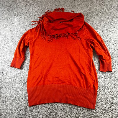 Notions women's extra large shirt top cowl mid sleeve cuffs fray orange-image