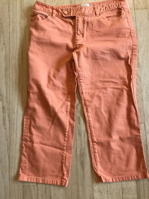 Talbots Womens Ankle Orange Denim Jeans Stretch Mid Rise Pants Flat Front Sz 10-image