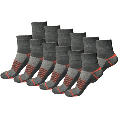 12 Pair Mens Mid Cut Ankle Quarter Athletic Casual Sport Cotton Socks Size 6-12-image